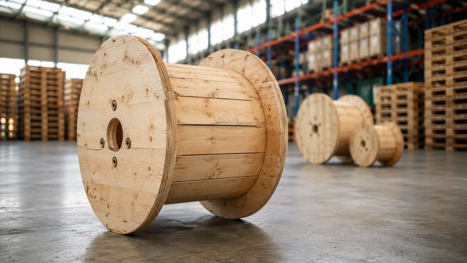 Wooden cable drum