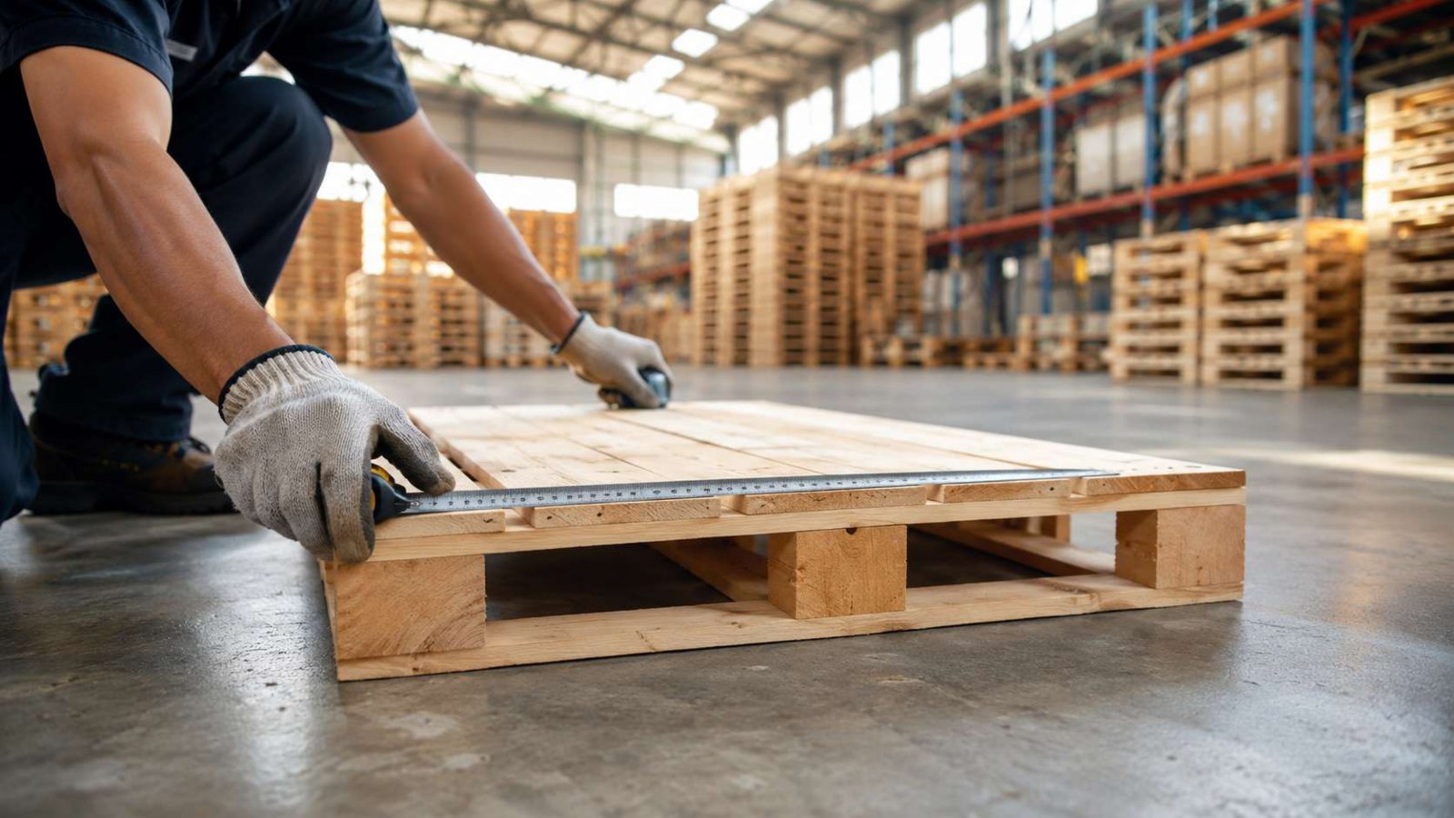 Measuring a wooden pallet